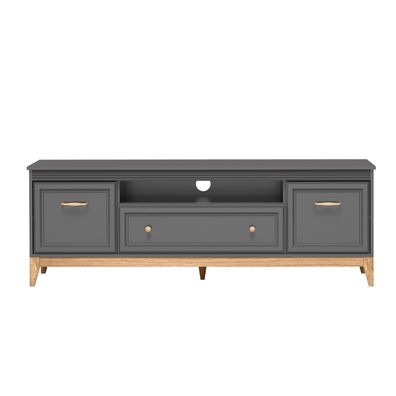 AX LIVING TV Lowboard Nymphen Dunkelgrau 179 cm 1 Schublade 2 Türen MDF Eiche
