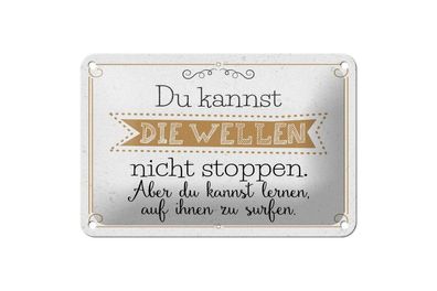 Blechschild Du kannst die Wellen nicht stoppen Aber drauf surfen, 4 verschied Größen