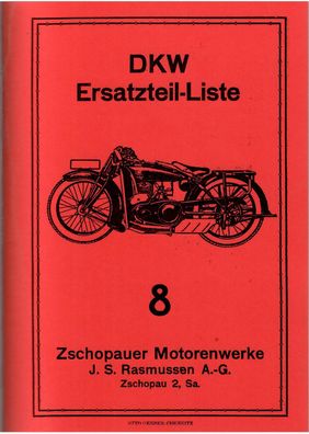 DKW Ersatzteile Liste Nr.8, Typen E 250 und E 300, Motorrad, Oldtimer