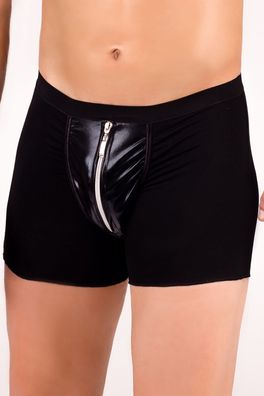 Andalea Boxer-Shorts Wetlook-Front schwarz S/M Clubwear pvc Vinyl Glanz