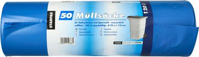 Papstar Schwerlast Müllsäcke 120 Liter blau (50 Stück)