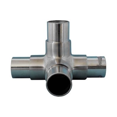 TIBU Edelstahl 4-Wege Eckverbinder 90° V2A Handlauf Geländer Balkon Treppe Brüstung