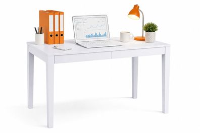 Schreibtisch 110x75x60 Sekretär Bürotisch weiß lackiert dekor #4500