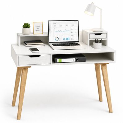 Schreibtisch weiss antik dekor Sekretär 105x55x99 #4412