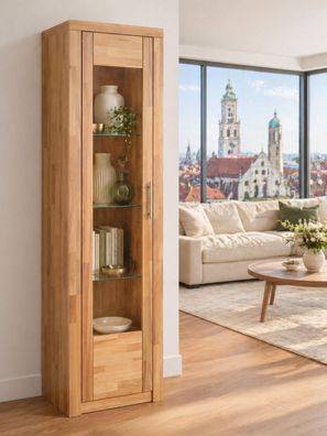 Vitrinenschrank 52x42x191 Glasvitrine Kernbuche teilmassiv #1420