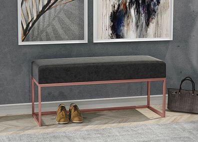 AX LIVING Sitz Bank Acciarolli 90cm - Beige, kupferfarbe Metallgestell
