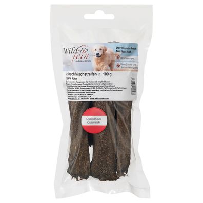 Wild & Fein Fleischstreifen vom Hirsch, 100 g - ein Kaugenuss für Hunde