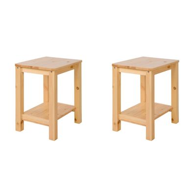 Holzhocker 2er Set Sitzhocker Kiefer Holz Natur Massiv Tischhocker Garderobe Esszi