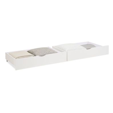 2 Schubläden Bett Bettkästen Auszug Aufbewahrung mit Rollen Holz Weiß Schubkästen
