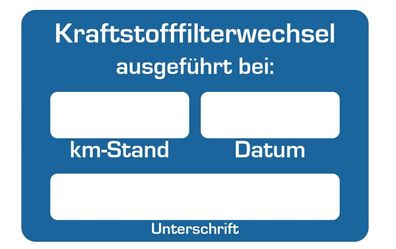 250x Kraftstofffilterwechsel Serviceaufkleber Wartung Auto PKW