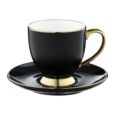 Tasse mit Untertasse Royal 220 ml schwarz-gold Ambition