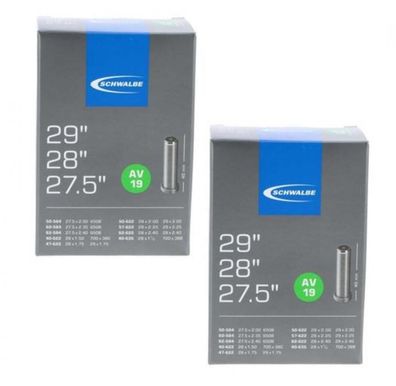 Schwalbe 2x Schlauch AV19, 27,5/28/29 Zoll (ETRTO 40/62-584/635), Autoventil