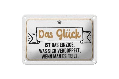 Blechschild Glück verdoppelt, wenn man es teilt, 4 verschied Größen