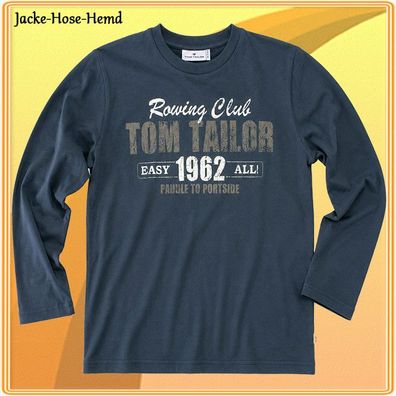 Tom Tailor Langarmshirt Rundhals Blau Baumwolle Gr: 164/170,176/182 NEU