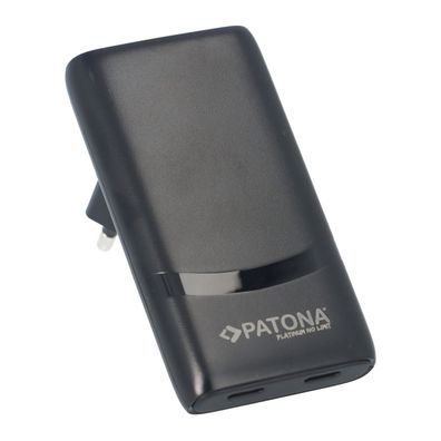 PATONA PD65W GaN Flat Adapter 2x USB-C Schnellladegerät Schwarz