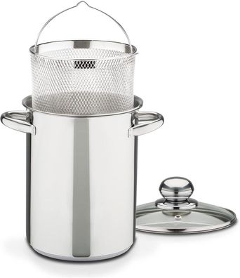 GSW Spargeltopf / Spaghettitopf / Bio-Dünster, 3-tlg mit Einsatz und Glasdeckel