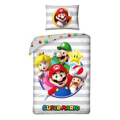 Super Mario Bettbezug 140x200 cm + Kissenbezug 60x70 cm – Hautfreundliche Bettwäsc