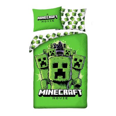 Minecraft Bettwäsche Set aus Baumwolle Bettdeckenbezug 140 × 200 cm mit 70 × 90