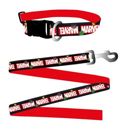 Marvel - 2-Teilig Hundehalsband & Hundeleine - M Größe aus Polyester mit Metallclip