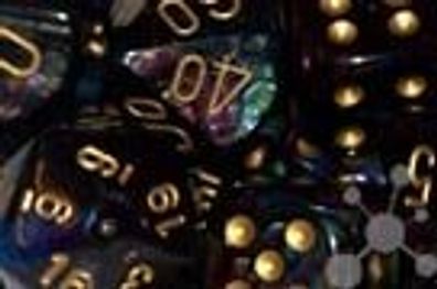 Lustrous™ 16mm d6 Shadow/gold Dice Block™ (12 dice)