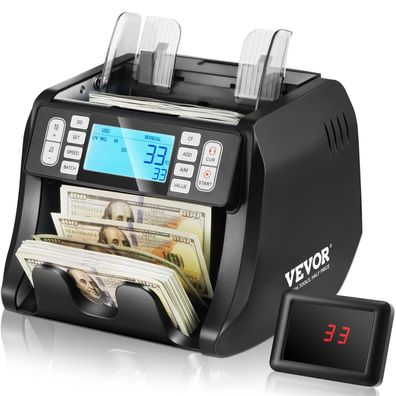 VEVOR Geldzählmaschine Banknotenzähler mit Falschgelderkennung USD EUR