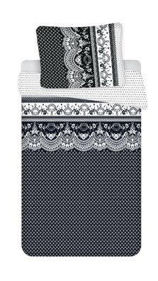 Bettwäscheset - Elegant gemustert in Schwarz & Weiß, 140 x 200 cm + 70 x 90 cm
