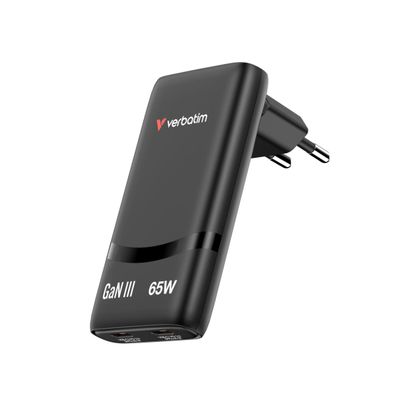 Verbatim Fold ’n’ Go GaN Ladegerät 65W 2-Port USB-C