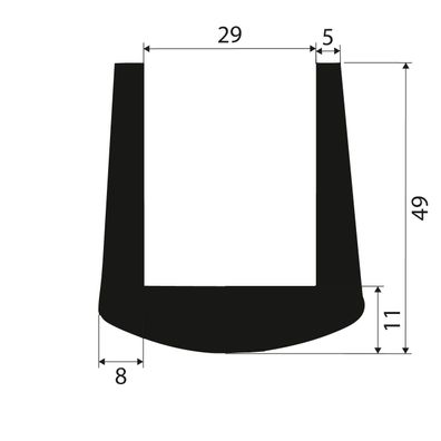 V22 - 5 Meter - Fassungsprofil Fassungsbereich 29 mm Kantenschutz EPDM Gummiprofil Gu