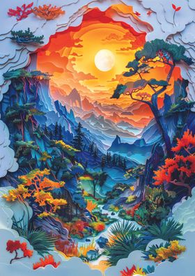 Berge und Tal aus Papier