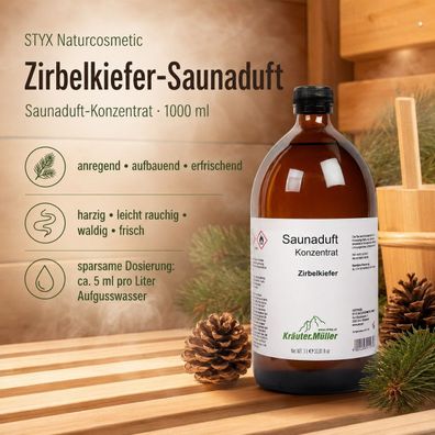 STYX Naturkosmetik Zirbelkiefer-Saunaduft - Saunaduft-Konzentrat, 1000 ml