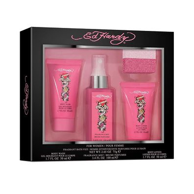 Ed Hardy For Women Fragrance Mist 100 ml + Body Wash 50 ml + Body Lotion 50 ml