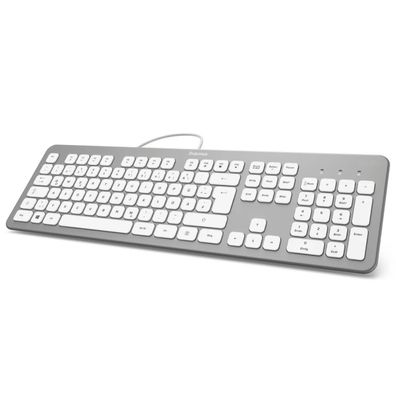 Hama USB Slim Keyboard Tastatur Voll-Tastatur Scissor-Tasten Ziffernblock Flach