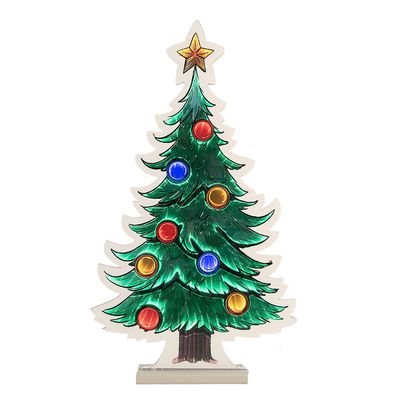 Clayre & Eef Weihnachts-Infinity-Spiegel-Lampe Weihnachtsbaum 38x7x67 cm Grün
