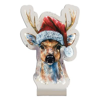 Clayre & Eef Weihnachts-Infinity-Spiegel-Lampe Hirsch 16x5x25 cm Braun Kunststoff