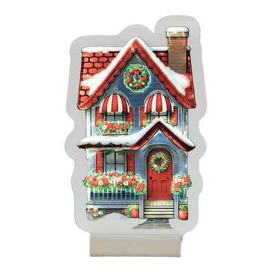 Clayre & Eef Weihnachts-Infinity-Spiegel-Lampe Haus 13x5x21 cm Rot Kunststoff