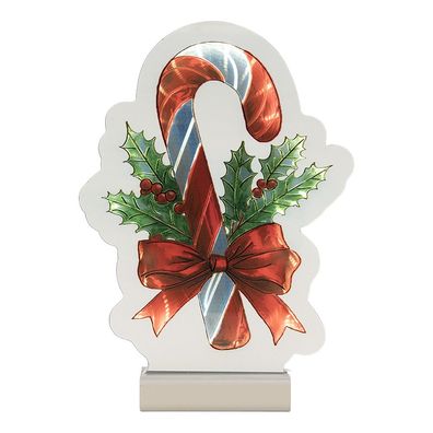 Clayre & Eef Weihnachts-Infinity-Spiegel-Lampe Zuckerstange 15x5x21 cm Rot Kunststoff