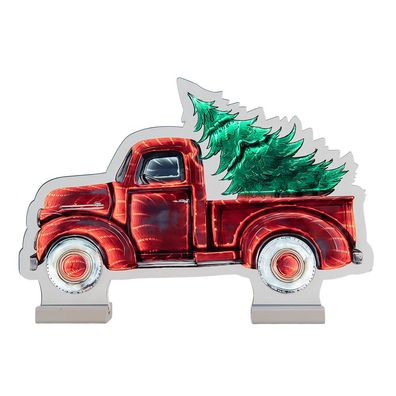 Clayre & Eef Weihnachts-Infinity-Spiegel-Lampe Auto 40x5x28 cm Rot Kunststoff