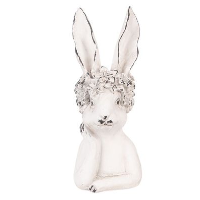Clayre & Eef Dekorationsfigur Kaninchen 15x14x35 cm Weiß Kunststoff (Gr. 15x14x35 cm)
