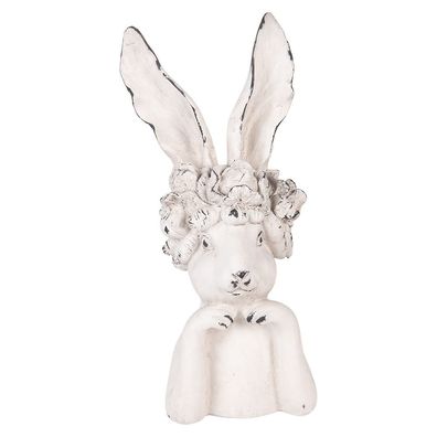 Clayre & Eef Dekorationsfigur Kaninchen 21x17x45 cm Weiß Kunststoff (Gr. 21x17x45 cm)