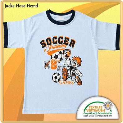T-Shirt Frontdruck Hellblau Soccer Training Games Soccer Baumwolle Gr: 140 NEU
