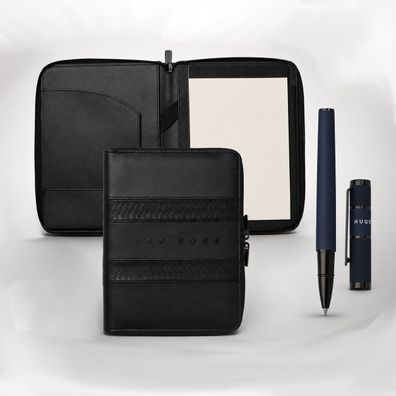 HUGO BOSS Geschenkset – A5 Schreibmappe Tire & Tintenroller Formation Ribbon