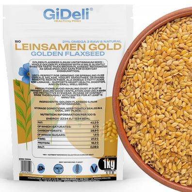 Goldene Leinsamen 1kg Ganze Körner Vegan Natur Ballaststoffreich Backen GiDeli