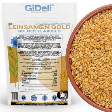 Goldene Leinsamen 5kg Ganze Körner Vegan Natur Ballaststoffreich Backen GiDeli