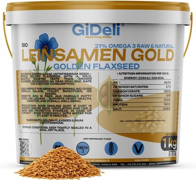 Goldene Leinsamen 1kg Ganze Körner Vegan Natur Ballaststoffreich Backen GiDeli