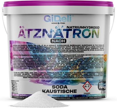 Ätznatron 10kg Natriumhydroxid NaOH 99% Seifenherstellung Abflussreiniger GiDeli