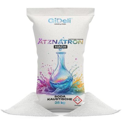 Ätznatron 25kg Natriumhydroxid NaOH 99% Seifenherstellung Abflussreiniger GiDeli