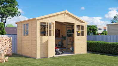Gartenhaus Freital 01, Naturbelassen, 3,5 x 2,3 Meter, Satteldach, Elementbauwei