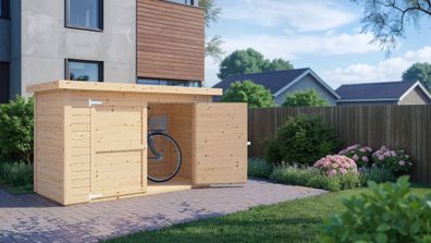 Gerätehaus Kesten 01 inkl. Fußboden, Fahrradgarage, Naturbelassen - Elementgarte