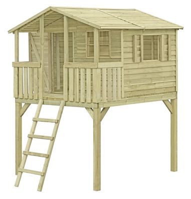 Kinderspielhaus K35 - Abmessungen: 2,16 x 2,25 Meter, Version: inkl. Tür und 2 F