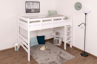 Hochbett für Erwachsene "Easy Premium Line" K23/n, Buche Vollholz massiv weiß la